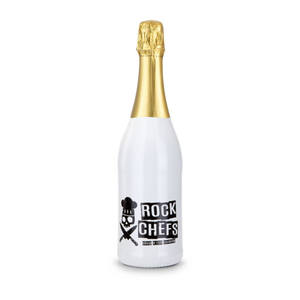 Sekt Cuvée – Flasche weiß-lackiert, 0,75 l