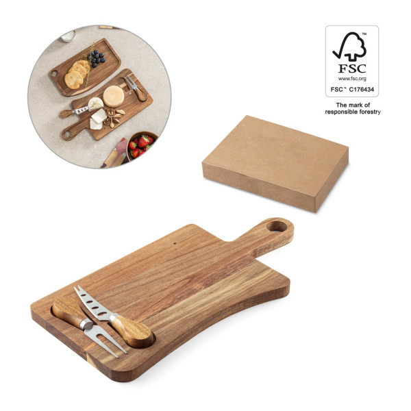 CASSIA. Käsebrett aus Akazienholz mit Griff, aus FSC™-zertifiziertem Material und anderen kontrollie